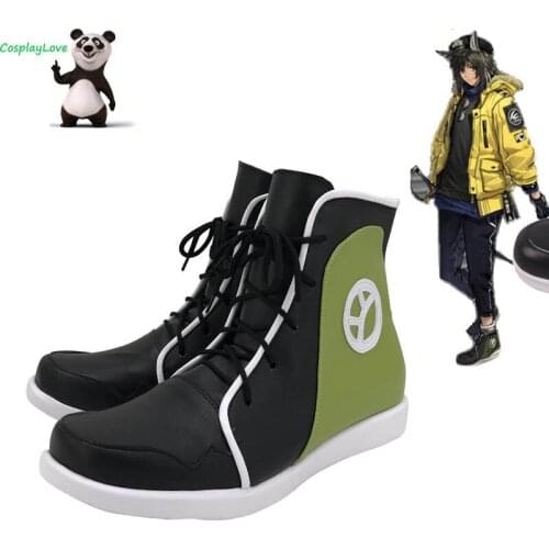 Arknights Courier New Routes Yellow Skin Black Shoes Cosplay Long Boots Leather Custom Made For Party Christmas Halloween