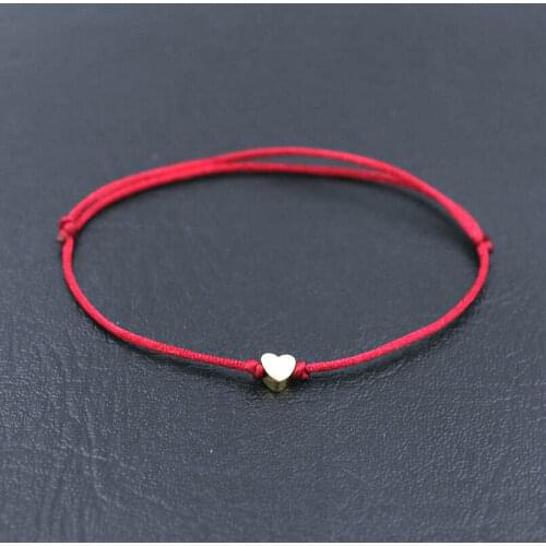BPPCCR Handmade Stainless Steel Love Heart Shape Charm Bracelet Thin Red Rope Thread String Bracelets For Men Women Couples