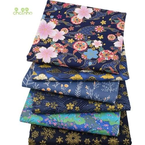 Chainho,Midnight Blue,Printed Twill Cotton Fabric,DIY Quilting Sewing For Baby&Childrens Sheet,Pillow,Toys Material,Half Meter