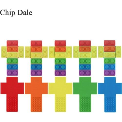 Chip Dale 5pcs Silicone Building Blocks Teether for Autistic Sensory Chewing Pendant Necklace Teething Silicone Stick