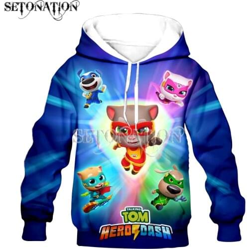 Talking Tom Cat Game KID 3D print boys/girls Flannelet thickening type Children zipper coat Sweatshirt/Hooded//family clothing