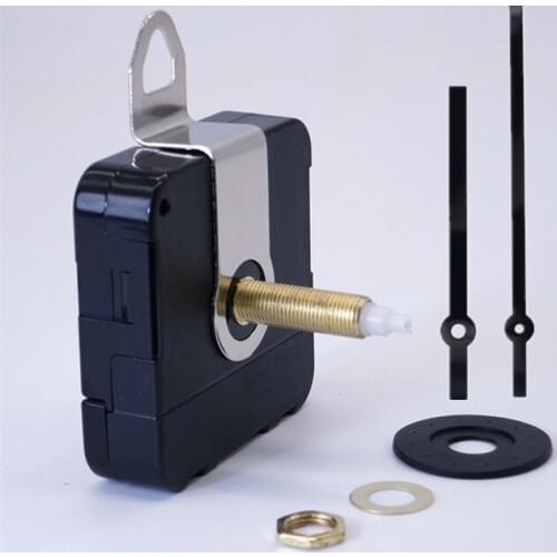 DHL 100sets 31mm Shaft Quartz Clock Mechanism Step Movement with hook Wall Repair Tool Parts Silent Kit Set DIY Black Pointer