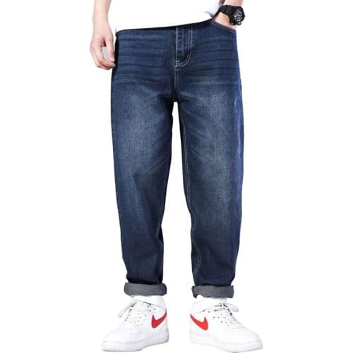 Spring Large Size Loose Men Jeans Denim Pants Straight Baggy Streetwear Hip Hop Classic Fashion Brand Blue Wide Leg Trousers
