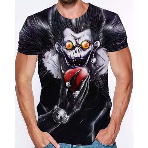 NEW 3D Horror Anime DEATH NOTE T-Shirt Men Summer Casual Short Sleeve Unisex cool Oversized T Shirt