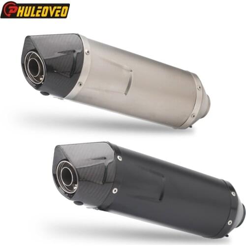 Inlet 51mm Length 440mm Universal Motorcycle Exhaust Muffler Escape Demper With Removable DB Killer for CBR600 Z800 MT07 Tmax530