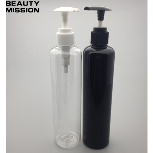 BEAUTY MISSION 20pcs 330ml empty black/clear plastic pump bottles , 330cc Screw pump bottle shower gel Bath lotion bottles