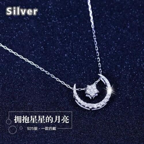 South Korea zircon leaves the stars the moon necklace pendant clavicle short chain female silver ornaments wholesale