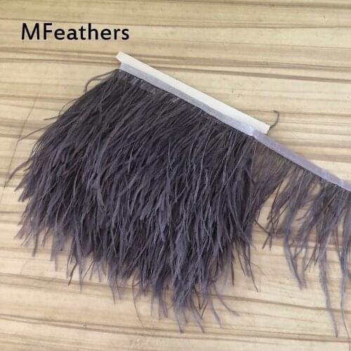 MFeathers Pack of 5Meter 10meter Deep Grey Dyed fluffy ostrich feather trims height 8-10cm 10-15cm DIY feather belts cloth decor