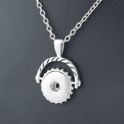 Fashion alloy pendant 18mm snap button necklace jewelry with chain statement woman suspension DIY jewelry ZG044