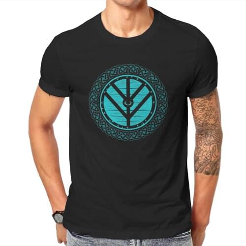 Men Viking Shield Maiden Norse Knot Work Teal Shield Anime Lagertha Odin Casual Graphic Classic Top Quality Tshirt