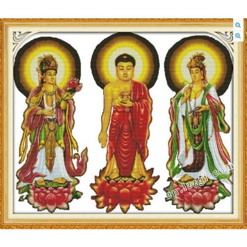 Three Western Saints(3) cross stitch kit Religion count pre-print 14ct 11ct hand embroidery DIY handmade needlework supplies bag