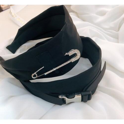 2021 New Arrival Ladies Girls Rhinstone Safety Pins Headband Buckled Hairband Headwear Hair Accessories Gift