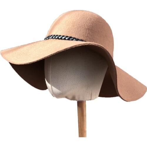 Brown Wool Felt Soft Crushable Wide Large Brim Floppy Fedora Hat For Women