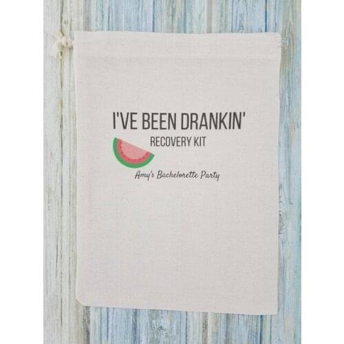 Custom name watermelon wedding Bachelorette bridal shower Party first aid Hangover Kit jewelry favor muslin gifts Bags