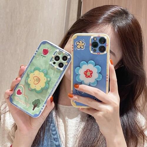 Luxury 360 Rotating Flower Release Stress Phone Cases For iPhone 12 11 Pro Max 7 8 Plus X XR XS Mini SE 2020 Soft Silicone Cover