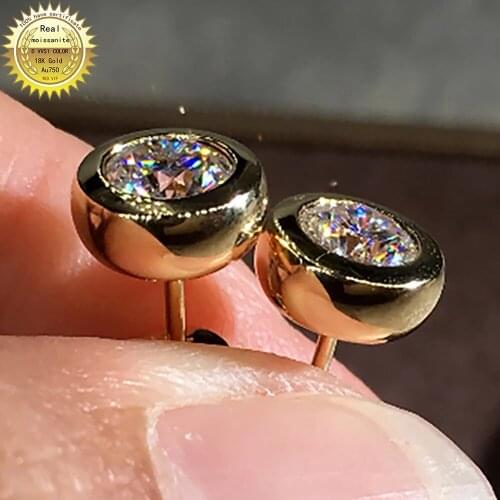 100% 18K Gold A750 gold A pair of Earrings 1Ct 2Ct 4Ct DVVS Moissanite Earrings Round cut