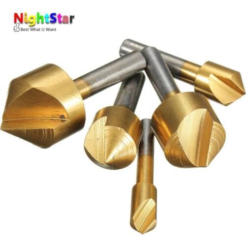 5pcs Metric 6 10 13 16 19MM Titanium Drill Press Countersink Boring Bit Single Blade 82 Degree Chamfering Cutter 5pcs/set