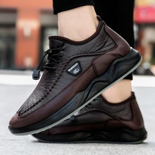 Old man and daddy shoes Quality Autumn Winter Casual Flats Shoes Black Lace-Up Breathable Male Footwear Large Size 46