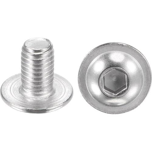 Uxcell Flanged Button Head Socket Cap Screws, M8x14mm Hex Socket Drive Screw, 304 Stainless Steel Fasteners Bolts 50pcs