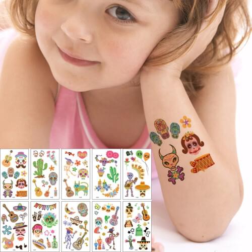 10pcs/lot temporary tattoos for kids tatoo sticker unicorn animals cartoon tattoo finger shark whale tiger hands tatto kids