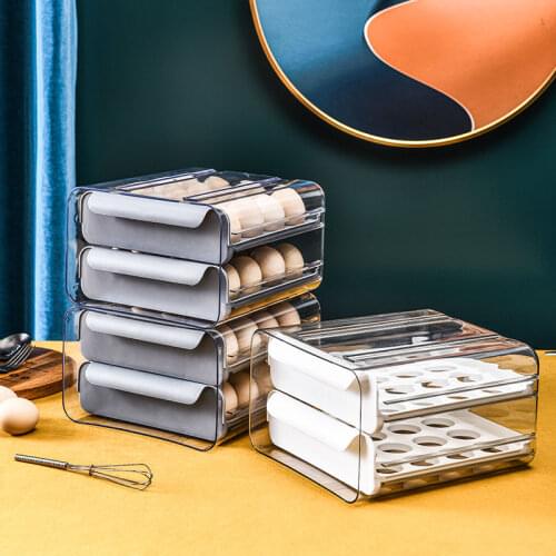 Egg Storage Box Kitchen Accessories Organizer Refrigerator Crisper Storage Organizer Drawer Type Transparent Plastic Box
