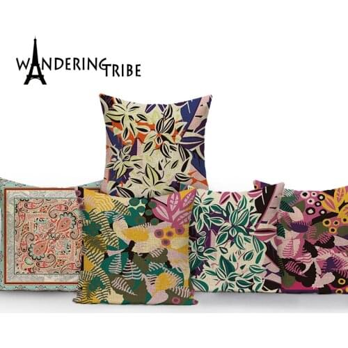 Plant Pattern Cover Cushion Small Flower Print Pillow Decorative Country Style Pillow Cover Leaves Decorative Cushion Cover