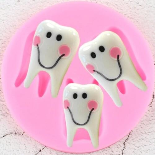 Tooth Molar Silicone Mold Baby Birthday Cupcake Topper Fondant Cake Decorating Tools Candy Resin Clay Chocolate Gumpaste Moulds
