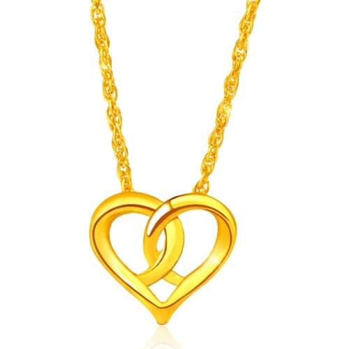 100% Real 18k Yellow Gold Pendants Necklace for Women Fine Jewelry for Wedding Wedding Romantic Heart 18k Gold Jewelry gifts