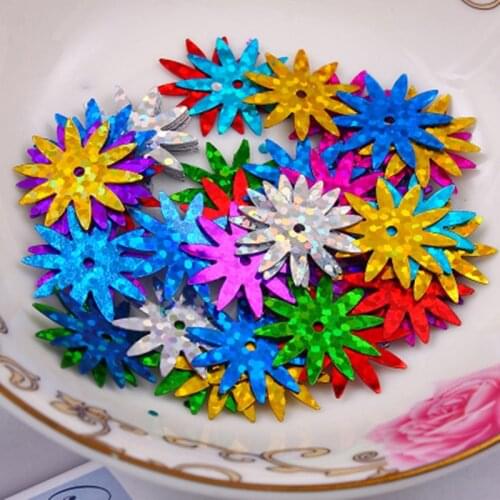 100pcs 18mm Needle Flower Loose Sequins Mixed Color Paillettes DIY Sewing Wedding Craft,Women Garment Lentejuelas Accessories