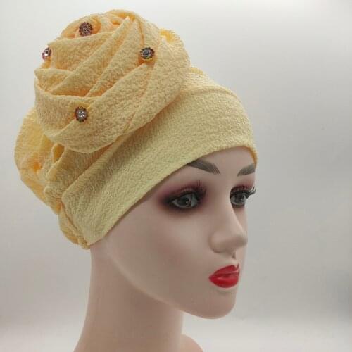 2020 Latest Rose Flower Turban Caps for Women Hair loss Hat Female Head Wraps Muslim Turban Islamic Headwear Cap African Hat