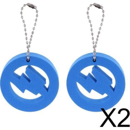 2x2 Pieces Round Buoy EVA Floating Keychain Keyring Water Key Float Blue