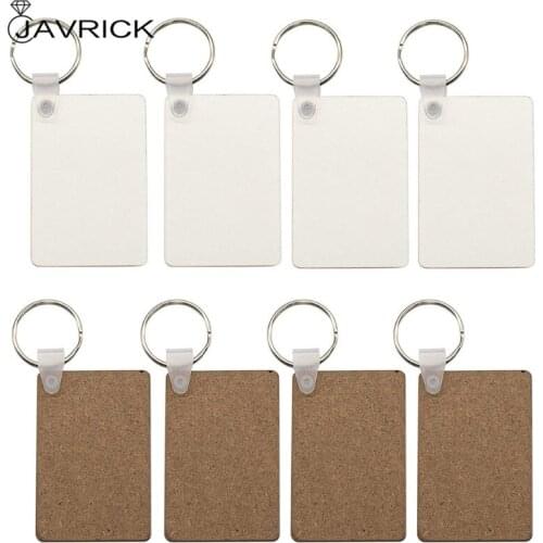 30Pcs Wooden Hardboard Keychains Blank Rectangle MDF Keychains Sublimation Heat Transfer Keychains Kit Jewelry Making
