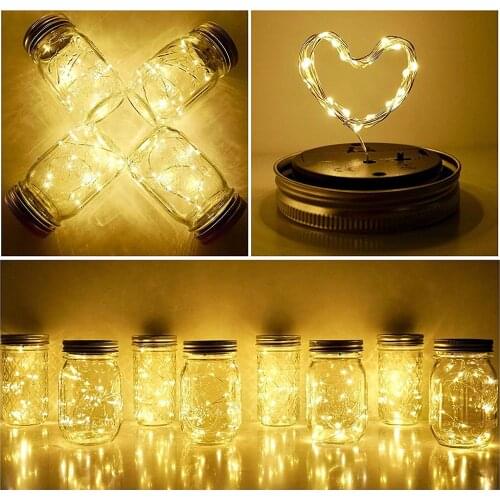 5 Packs 20 LED 2M Solar Power Copper Wire Garland Lamp jar Insert Strings Light Garden Decoration Solar Panel Holiday Lighting
