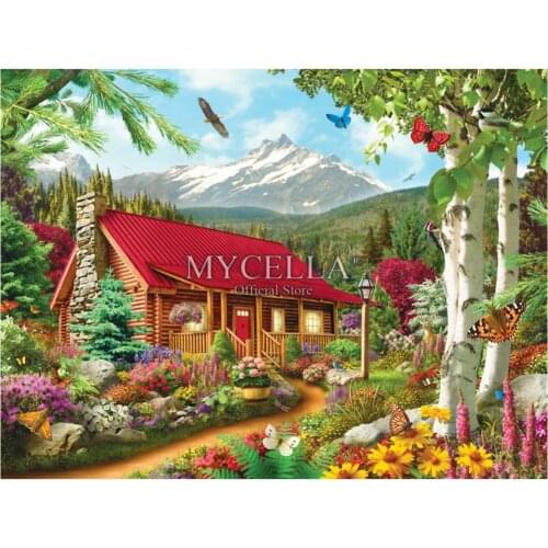 5D Diy Diamond Painting Mountain Cabins Art Diamond Embroidery Full Mosaic Flowers Posters Wall Stickers Home Decor Houses