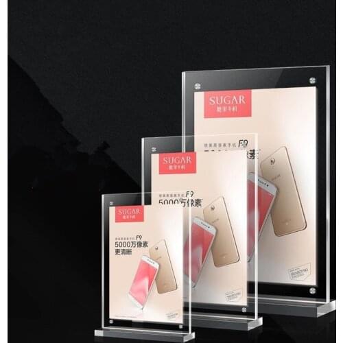 A6 Tabletop Acrylic Menu Display Stand Photo Poster Frame Magnetic Menu Paper Sign Holder Counter Display Stand
