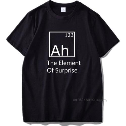 Ah Tshirt Men The Element Of Surprise Chemistry Shirts Pure Cotton Simple Sweet Geek T-shirt EU Size Slim Fit Streetwear