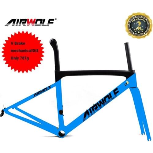 AIRWOLF 2022 NEW Carbon Frame Aero Road Bicycle Frameset Rim Brake 44 49 52 54 56 58cm Matte Glossy Racing Road Bike Frames