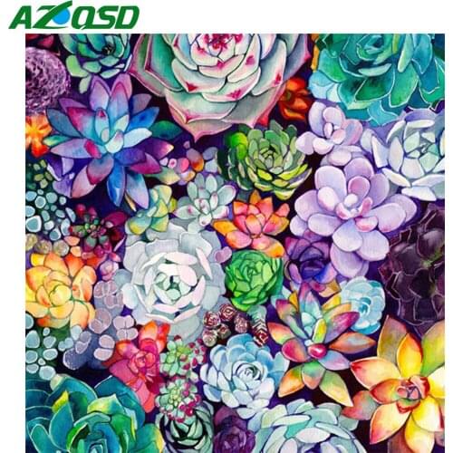 AZQSD Diamond Embroidery Cactus Mosaic Full Square Drill Needlework Diamond Painting Flowers Cross Stitch Kits Handmade Gift