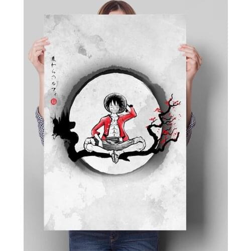 Anime One Piece Poster Ink Luffy Wall Art Decor HD Print Canvas Painting Japanese Poster Painting Living Room Home Decoration