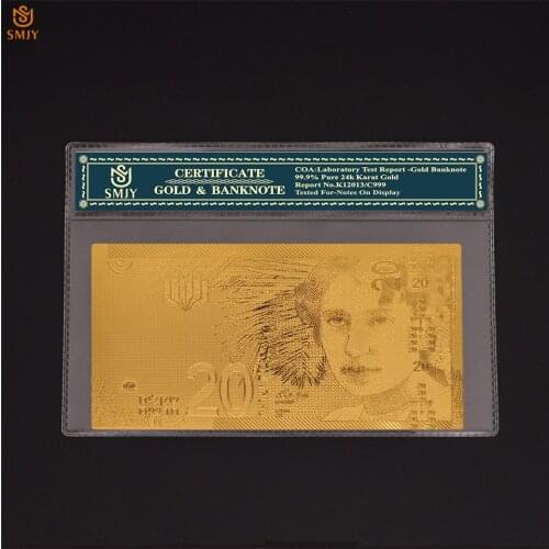 Israeli Gold Foil Bank Bills 20 New Shekel Money World Currency Paper Gold Banknote Collections With COA External Frame