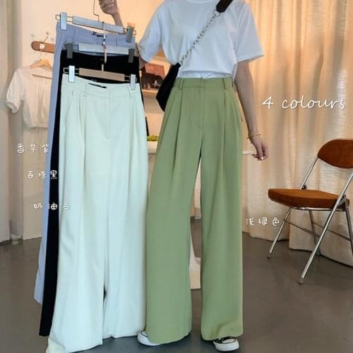Pants women Solid Color High Waist Casual Straight Loose Wide Leg Trousers Generation Hair Sweatpants Women clothing WBX1095