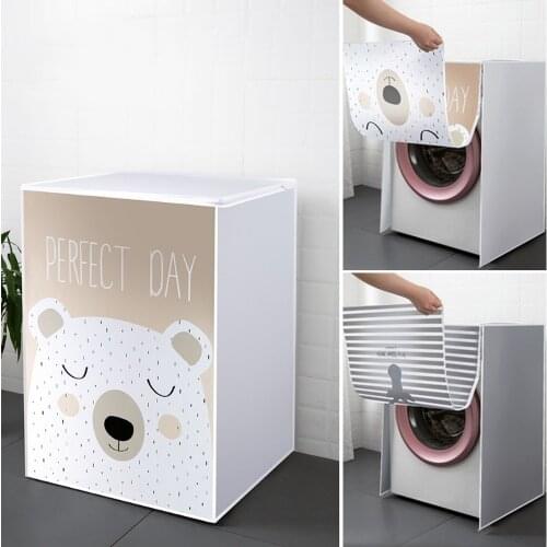 Drum Washing Machine Cover Dust Cover Clean Waterproof Case Cover Cute Cartoon Dryer Cover For Washing Machine Household Goods