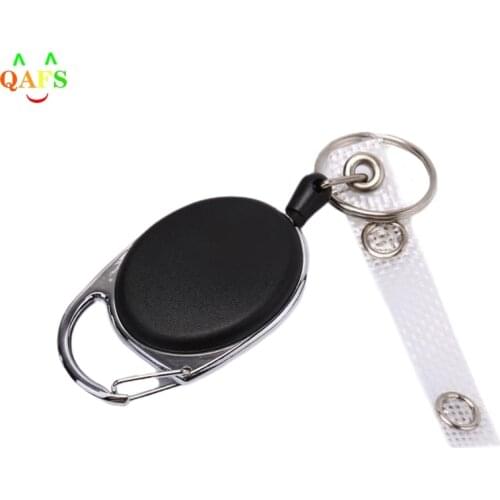 Black Wire Rope Keychain Badge Reel Retractable Recoil Anti Lost Yoyo Ski Pass ID Card Holder Key Ring Keyring Steel Cord