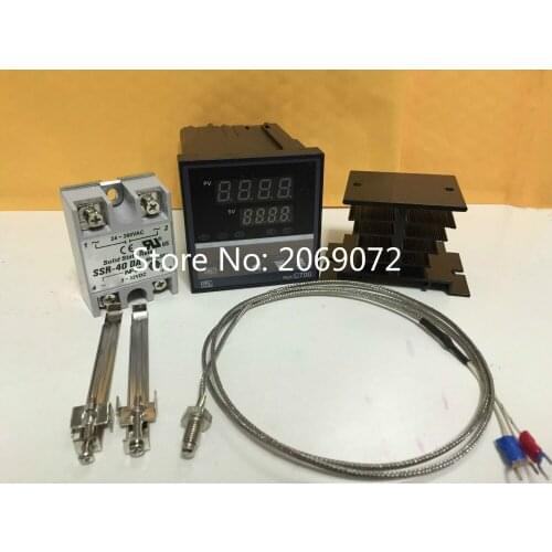 Digital PID 100-240VAC REX C700FK02-V*AN Temperature Controller 0-400C OUTPUT SSR+k 1M M6 Thermocouple+SSR40DA 40A+Heat Sink