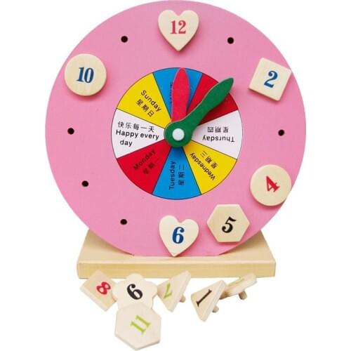 Wooden 12 Number Clock Toy Baby Colorful Puzzle Digital Geometry Clock Educational Clock Toy High Quality for Kids Children Gift
