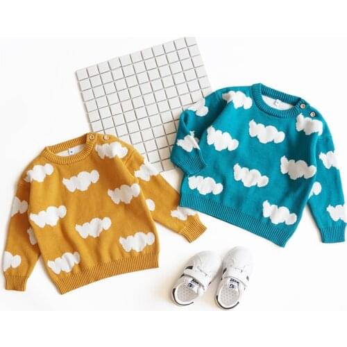 Baby Sweater Autumn Winter Toddler Baby Cardigan Cloud Print Knitting Infant Boys Girls Sweater Cotton Kids Pullover Clothes