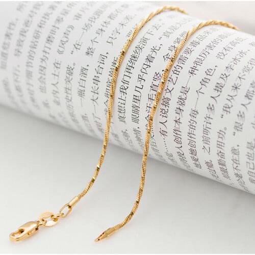Italian brand 1mm 18 inch real yellow gold twisted thin snake chain Necklace for men and women Never fading high quality wil