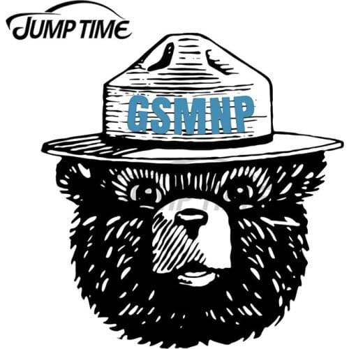JumpTime 13 x 7.8 cm GSMNP Smokey Bear Funny Car Stickers JDM Sunscreen Waterproof Motorcycle Bumper Occlusion Scratch Decal