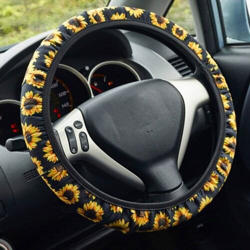 KKMOON Universal Sunflower-color Car Steering Wheel Cover,Anti Slip and Sweat Fabric Car Steering Wheel Cover Accessories