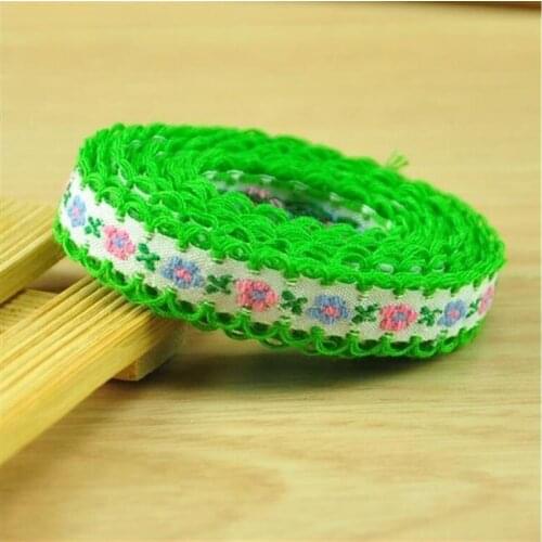 1M Latest Green Lace Fabric DIY 1.2cm Embroidery Flower Laces Trim Sewing Wedding Accessories Lace Ribbon dentelle encajes YU12
